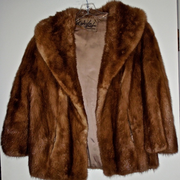 CF CARLSON FINE FURS WOMEN'S LIGHT BROWN MINK JACKET LINED SIZE L